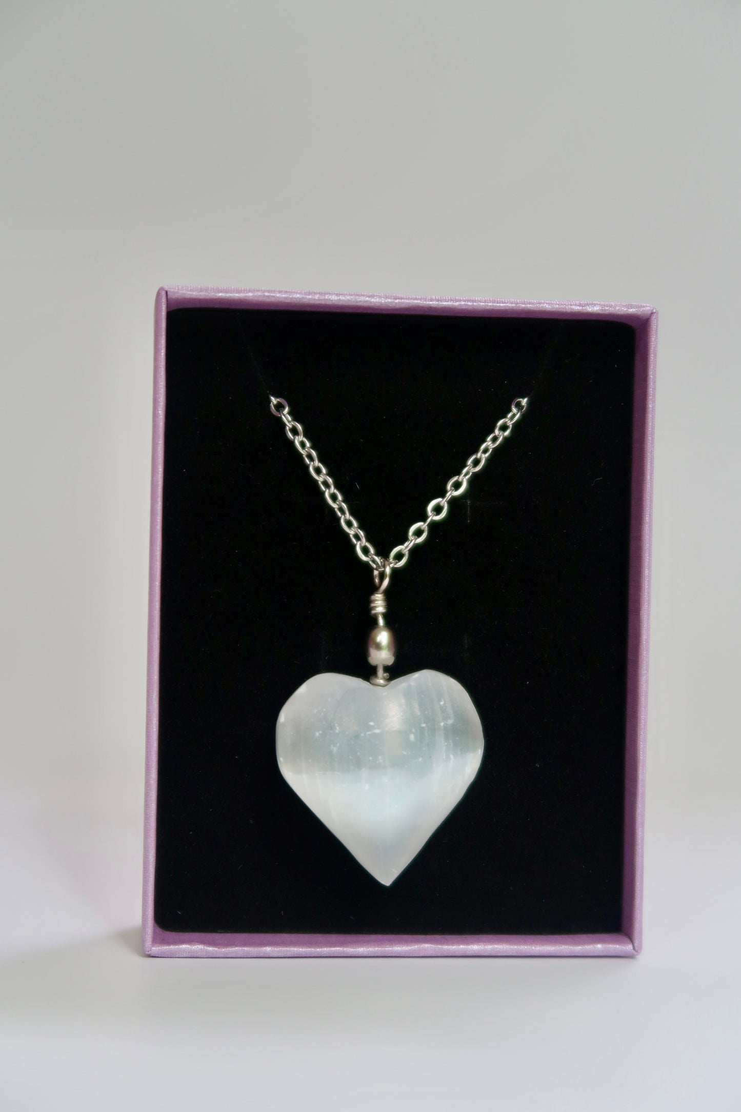 Selenite heart necklace