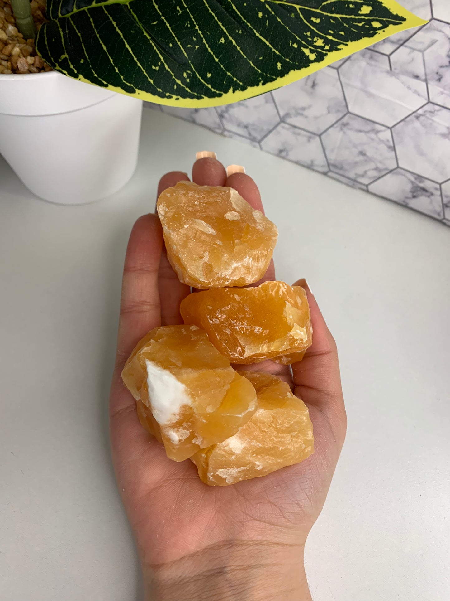 Raw orange calcite